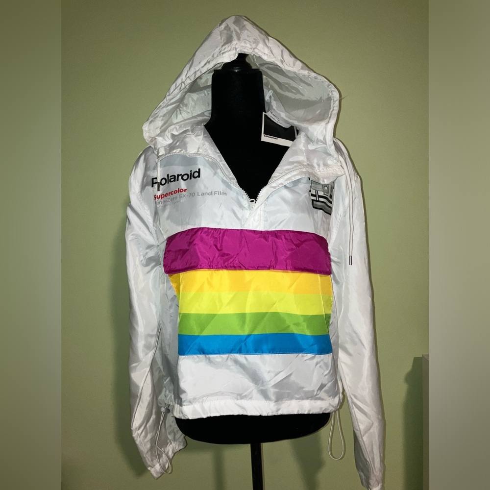 Polaroid windbreaker NEW with tags junior sz L large jacket top crop cinch